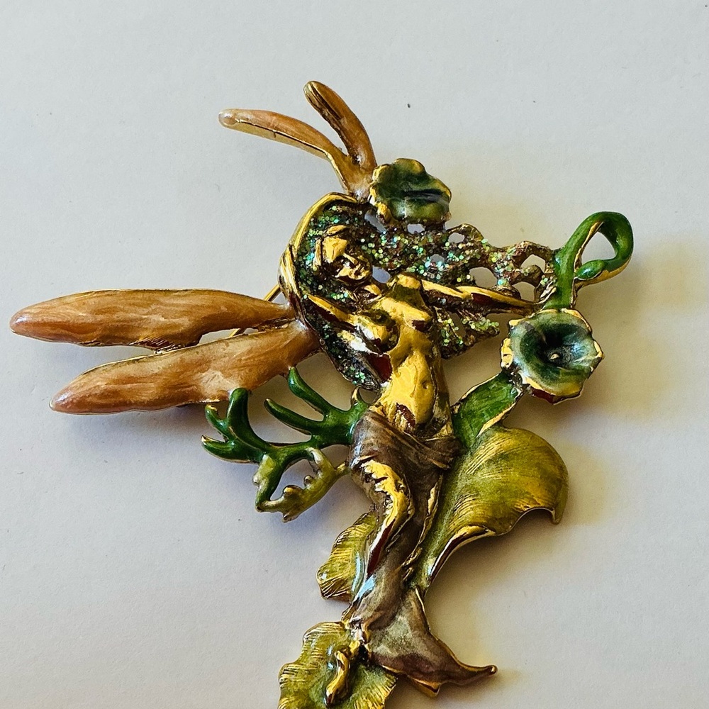 Vintage Kirk’s Folly Morning Glory Fairy Brooch